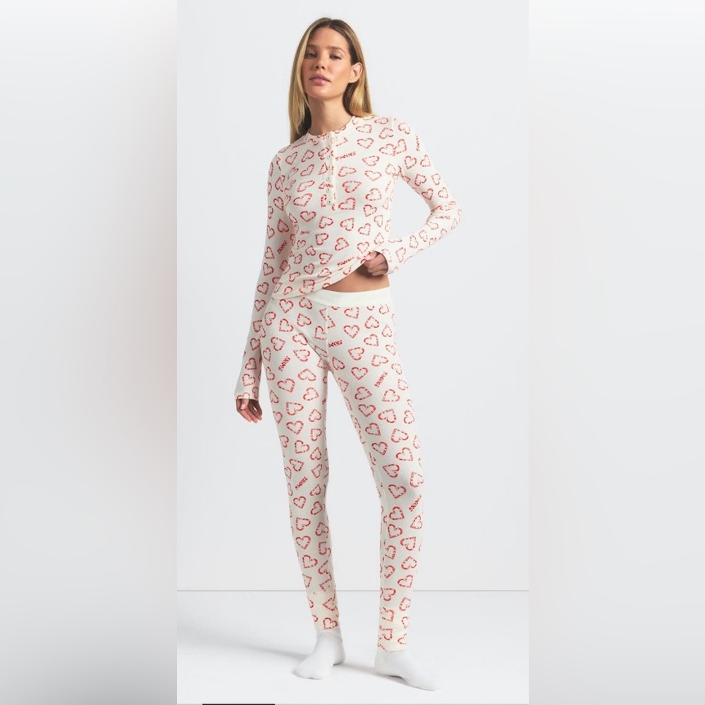 💗NEW IN BAG SKIMS Candy Heart Print Henley and Leggings Set M, L, XL - Picture 4 of 8